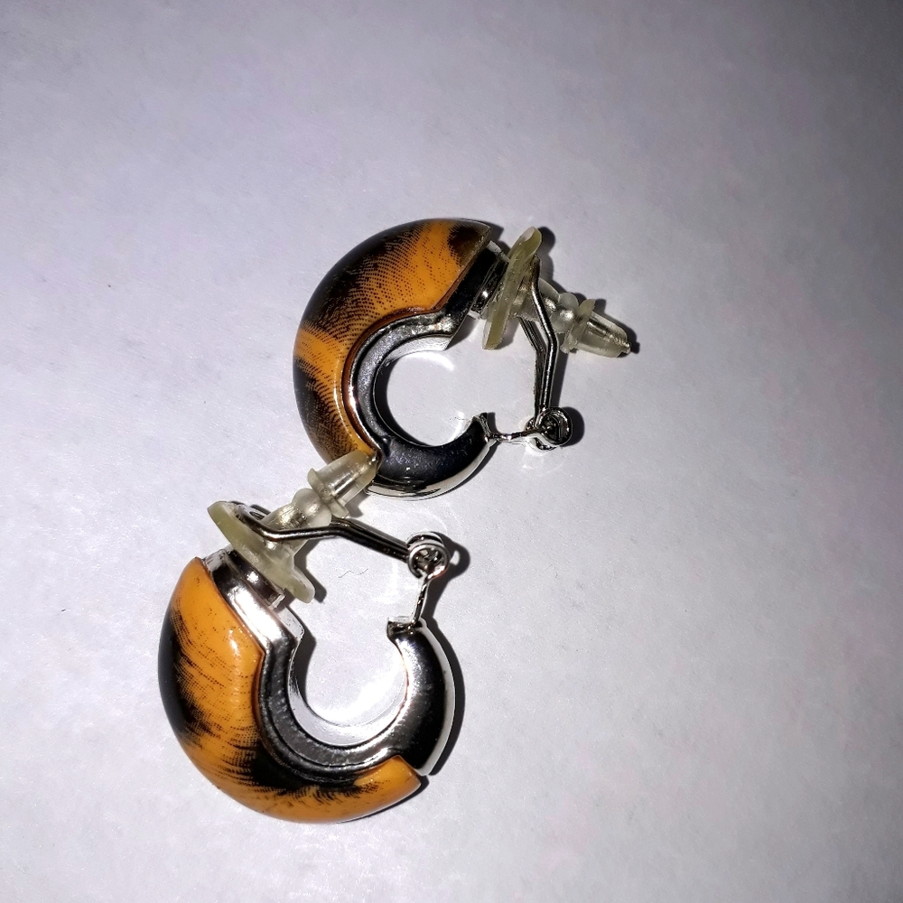 Tigers Eye J Hoop Earrings